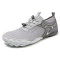 Five finger non-slip upstream shoes in army green colour with lycra upper and rubber sole for hiking and wading.