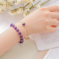 Double-layer women's crystal bracelet with electroplated gold finish and lucky beads on wrist