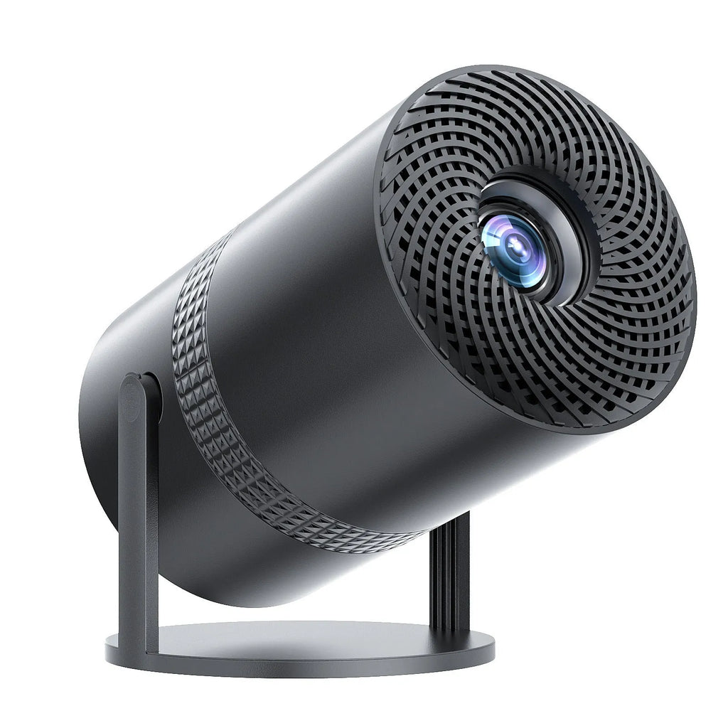 P300 portable projector in black finish with power adapter and interchangeable UK EU US AU plugs