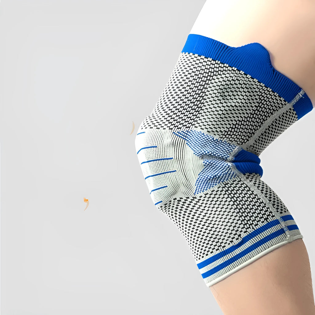 Silicone massage spring bar knee protector in cotton material showing black-grey colour combination