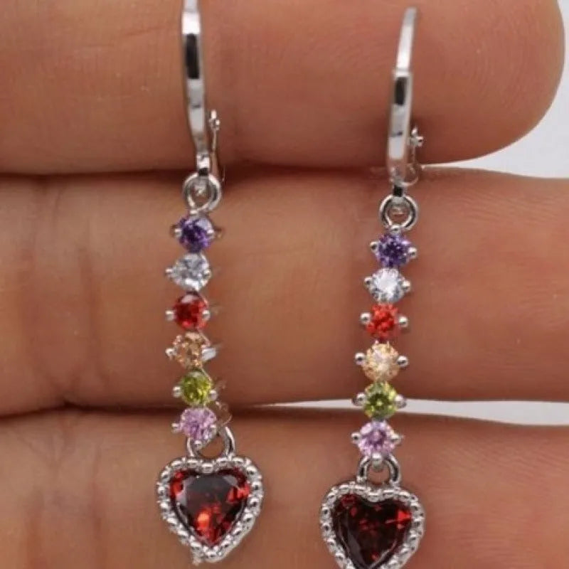 Women's heart-shaped electroplated earrings in gold and silver tone options