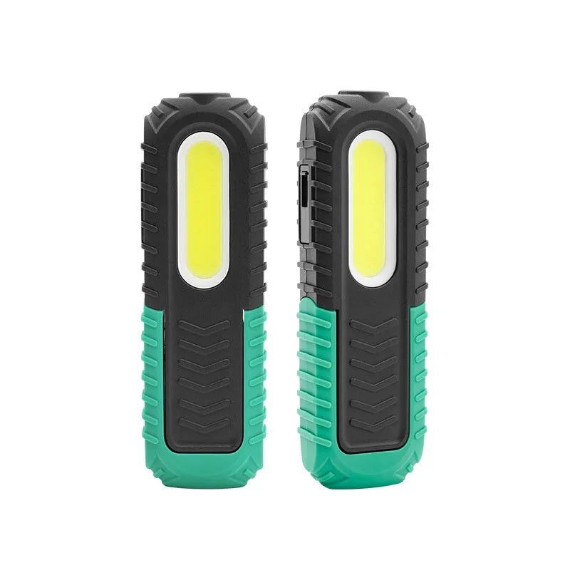 Black and green USB-powered auto repair work light with drop-resistant ABS plastic housing