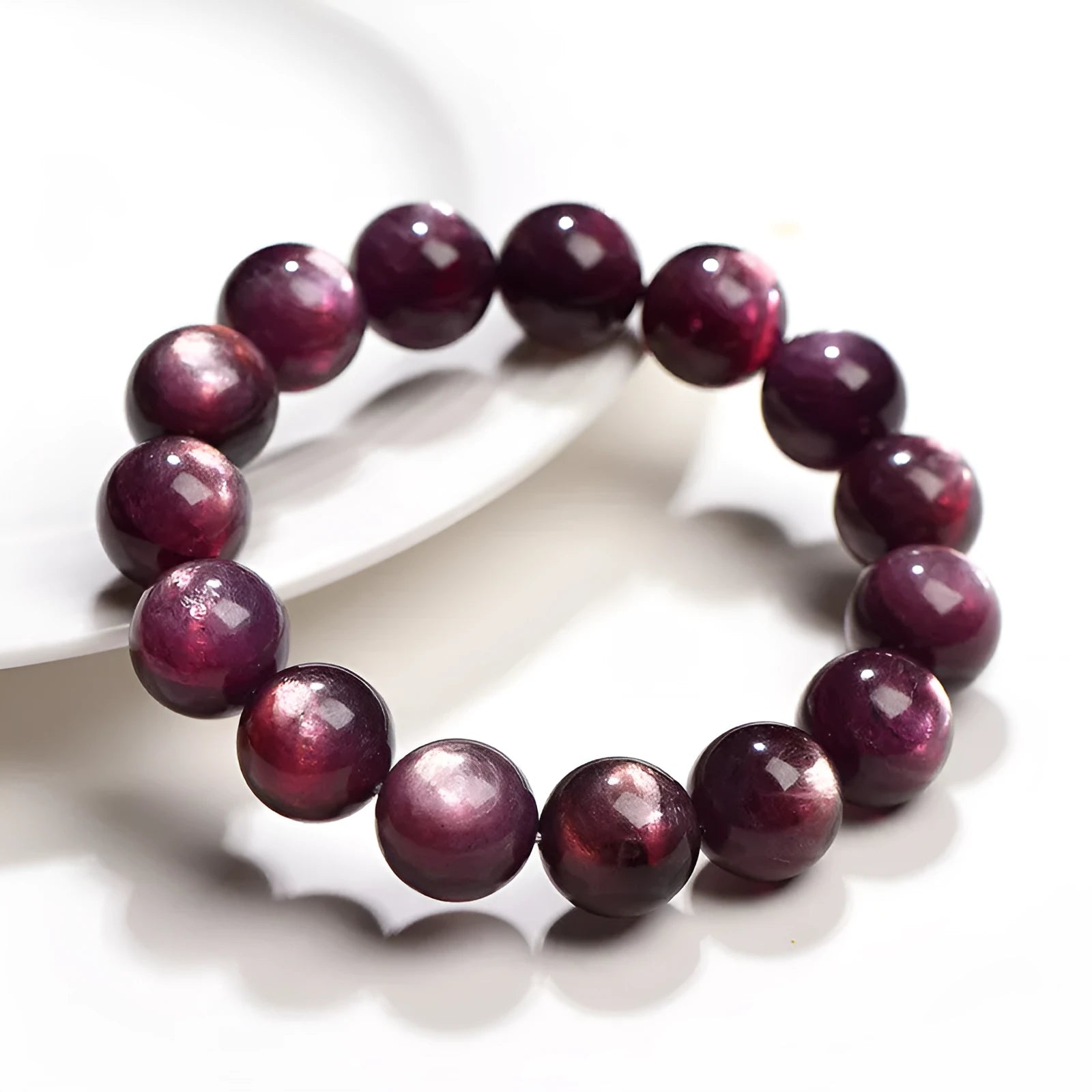 Purple lepidolite crystal bracelet with round polished beads in natural style