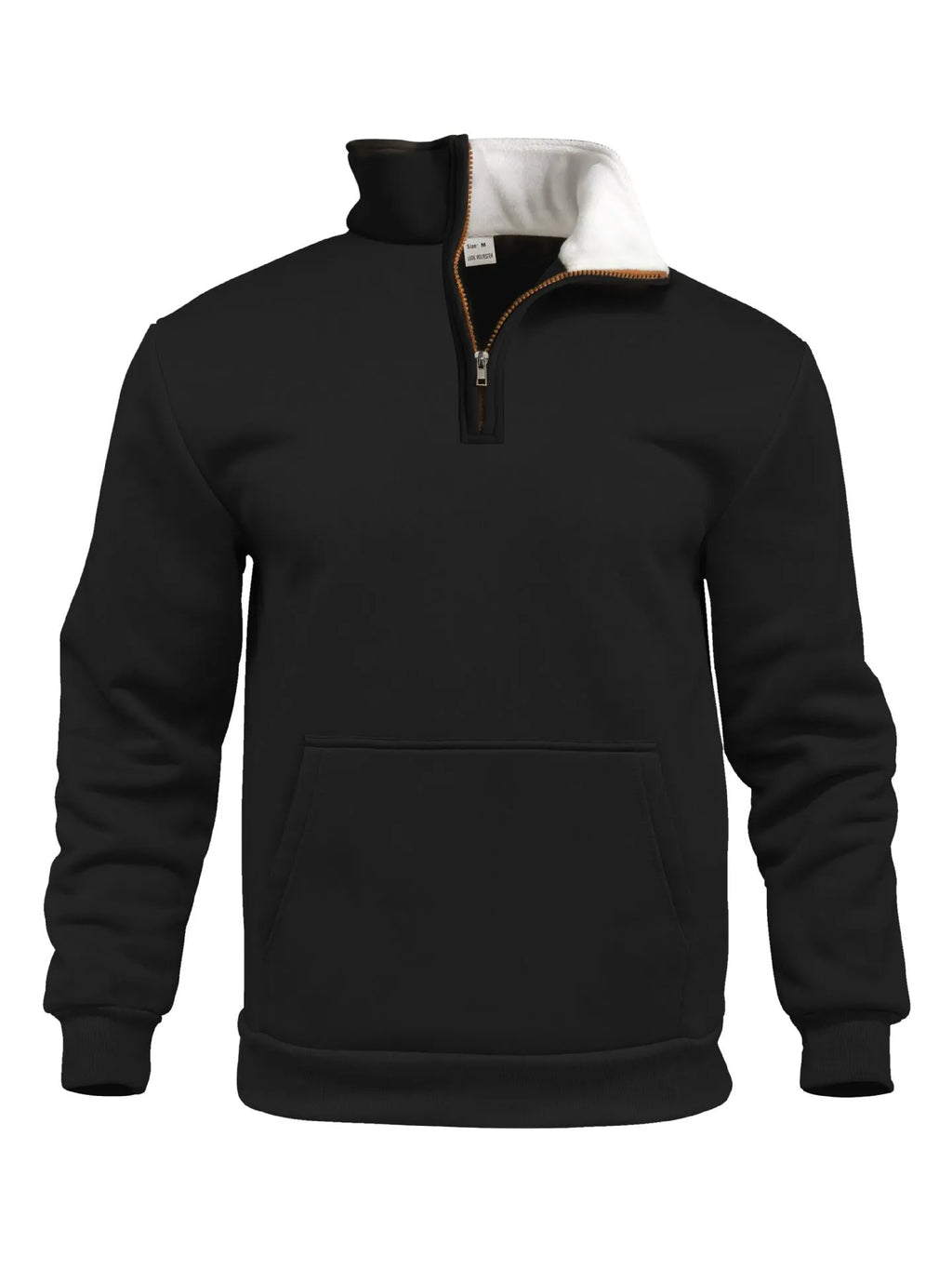 Casual high neck half-zip sweatshirt with 3D pocket, loose fit, polyester fabric, available in multiple colours