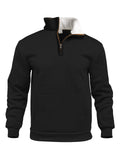 Casual high neck half-zip sweatshirt with 3D pocket, loose fit, polyester fabric, available in multiple colours
