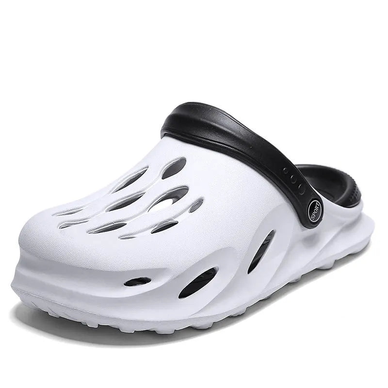 Indoor outdoor dual-use lazy beach sandals for men in gray EVA with injection moulded construction