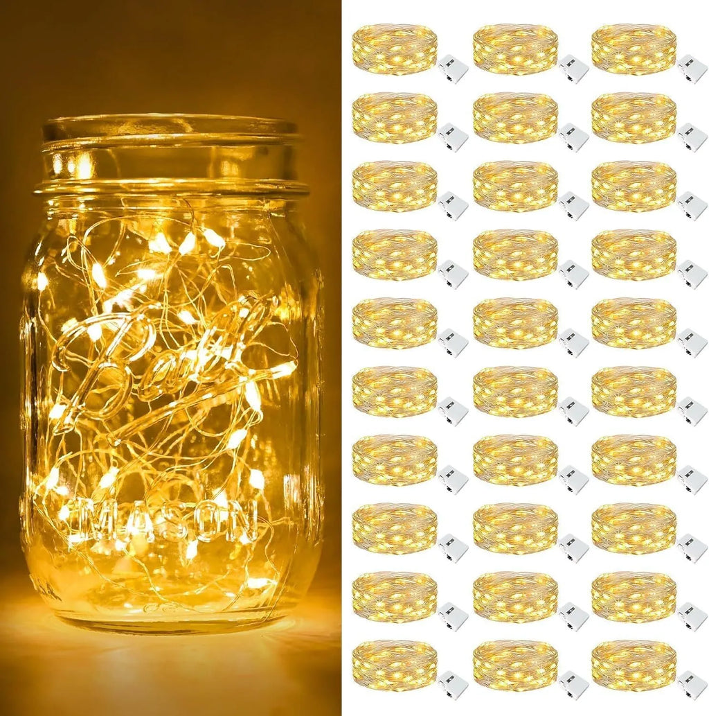 LED firefly string lights warm white 0.5m to 5m length 10cm spacing IP43 plastic housing