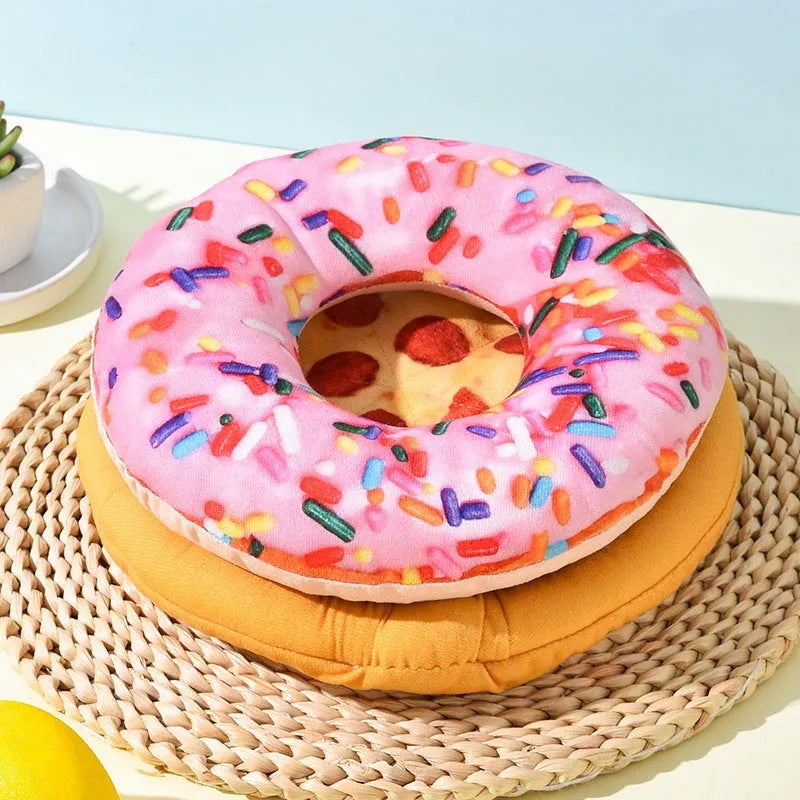Polyester pet dog toy in donut style for small breeds like Corgi and Teddy