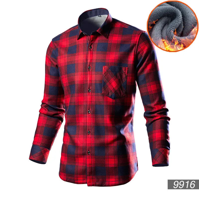 Men's solid colour fleece-lined cotton blend cardigan on a hanger, loose fit style.