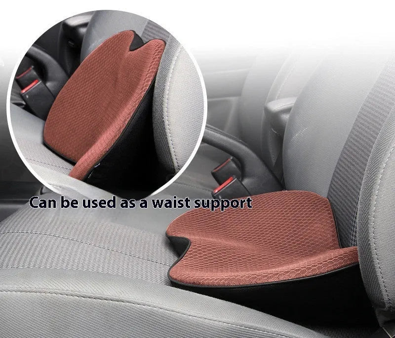 Flat car seat cushion with memory foam filler in beige colour on vehicle seat
