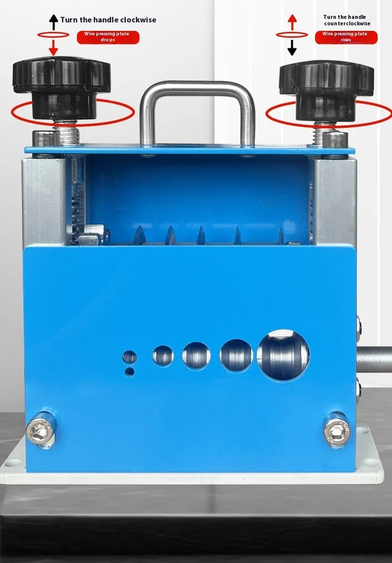 SD-017 manual wire stripping machine tool shown, compact for portable use.