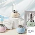 Small portable fruit juicer in blue, green, pink or white colour with 400ml capacity and charging cable