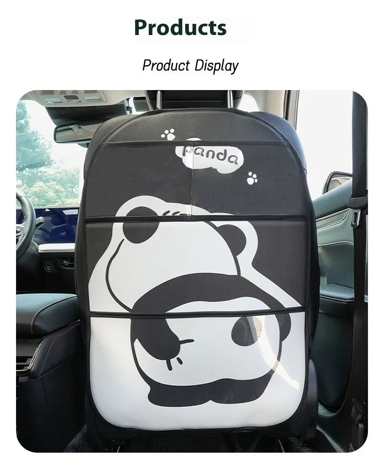 Large Naughty Panda anti-kick pad in black and white leather design for wall or furniture protection