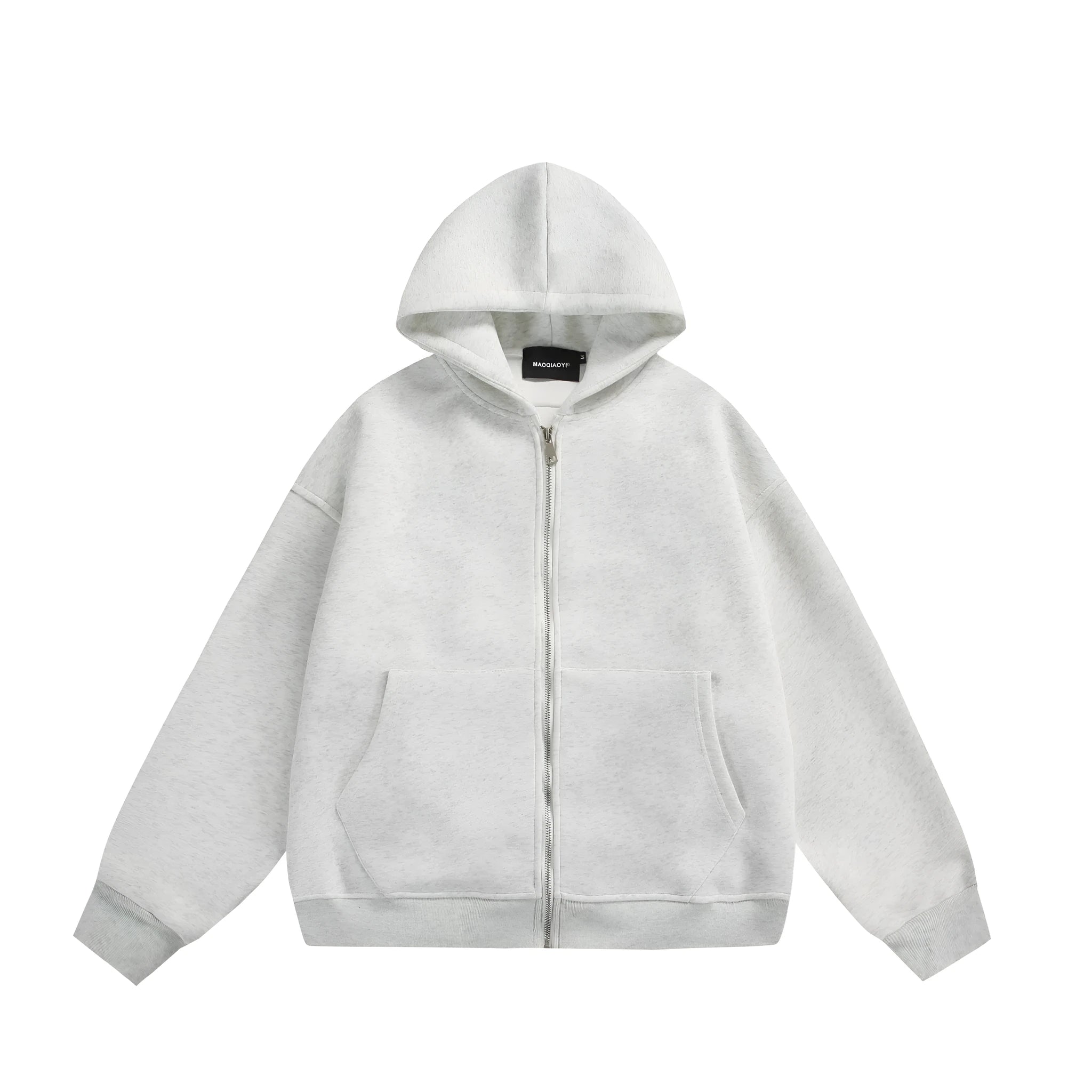 Loose fit solid colour cardigan coat featuring a small bag design on the back.