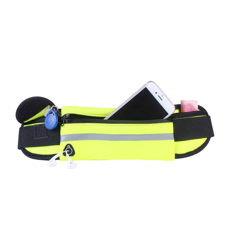 Nylon fitness waist bag in solid colour with zip pocket, size 20x10cm, on waist belt for running