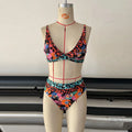 Women's high waist floral print bikini set in picture colour.