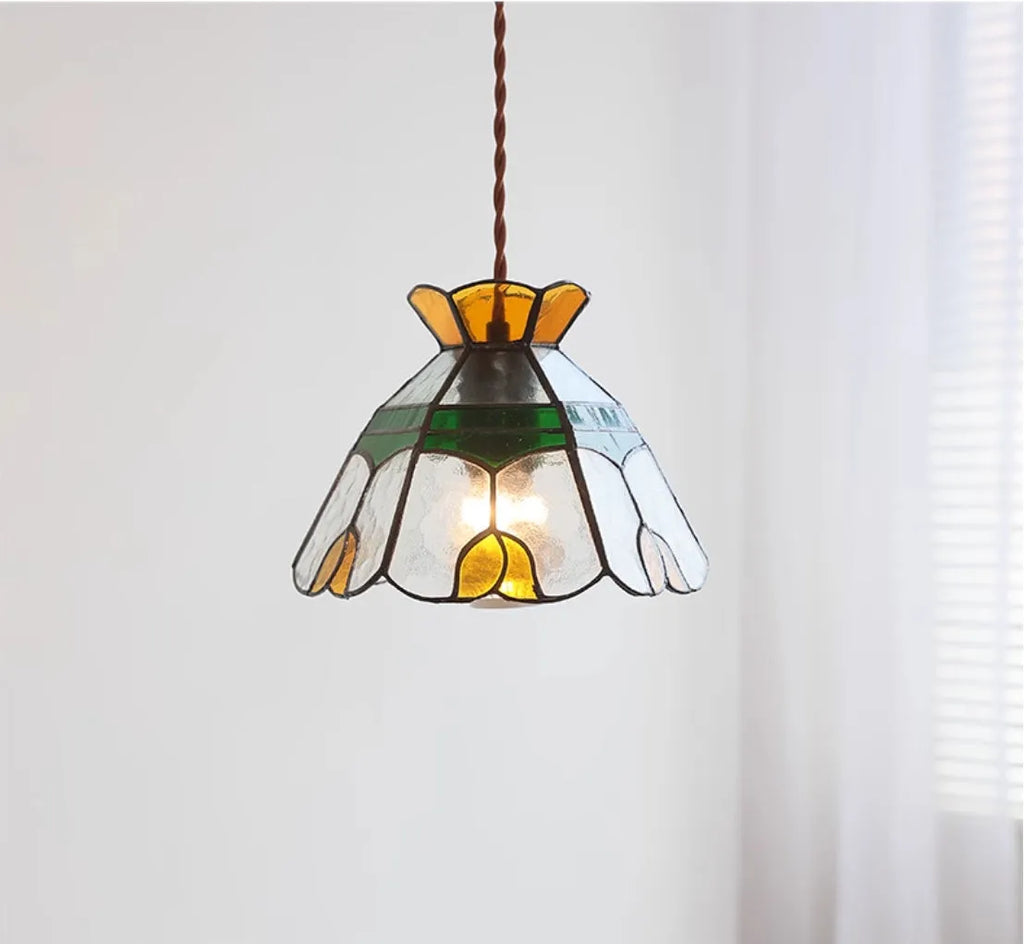 MD-0365 handmade glass chandelier bedside lamp with ABS chassis on ceiling