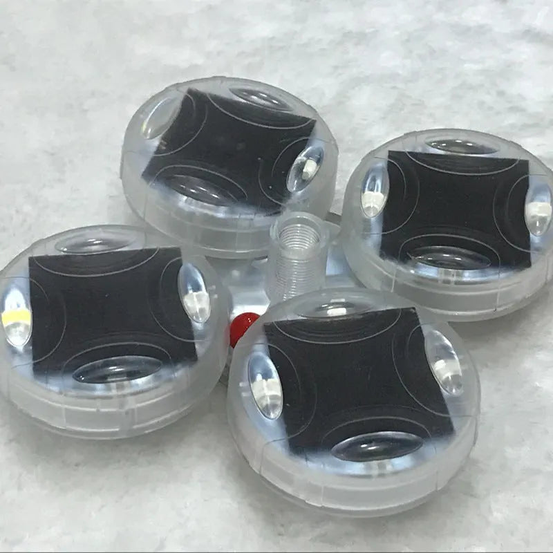 Colourful solar-powered LED decorative light for vehicle wheel hubs with multiple flash modes.