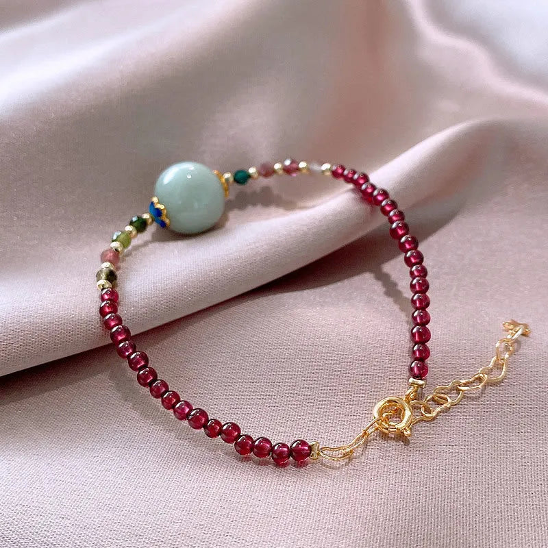 Women's garnet bracelet with drop shape design in tourmaline with electroplating finish