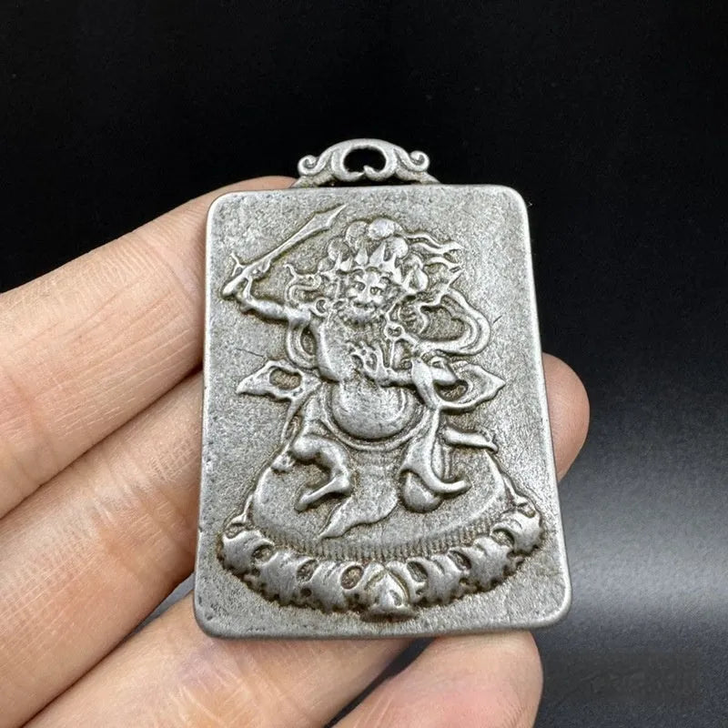 Chinese style geometric iron hanging pendant ornament with Aryaacalanatha Yamantaka design
