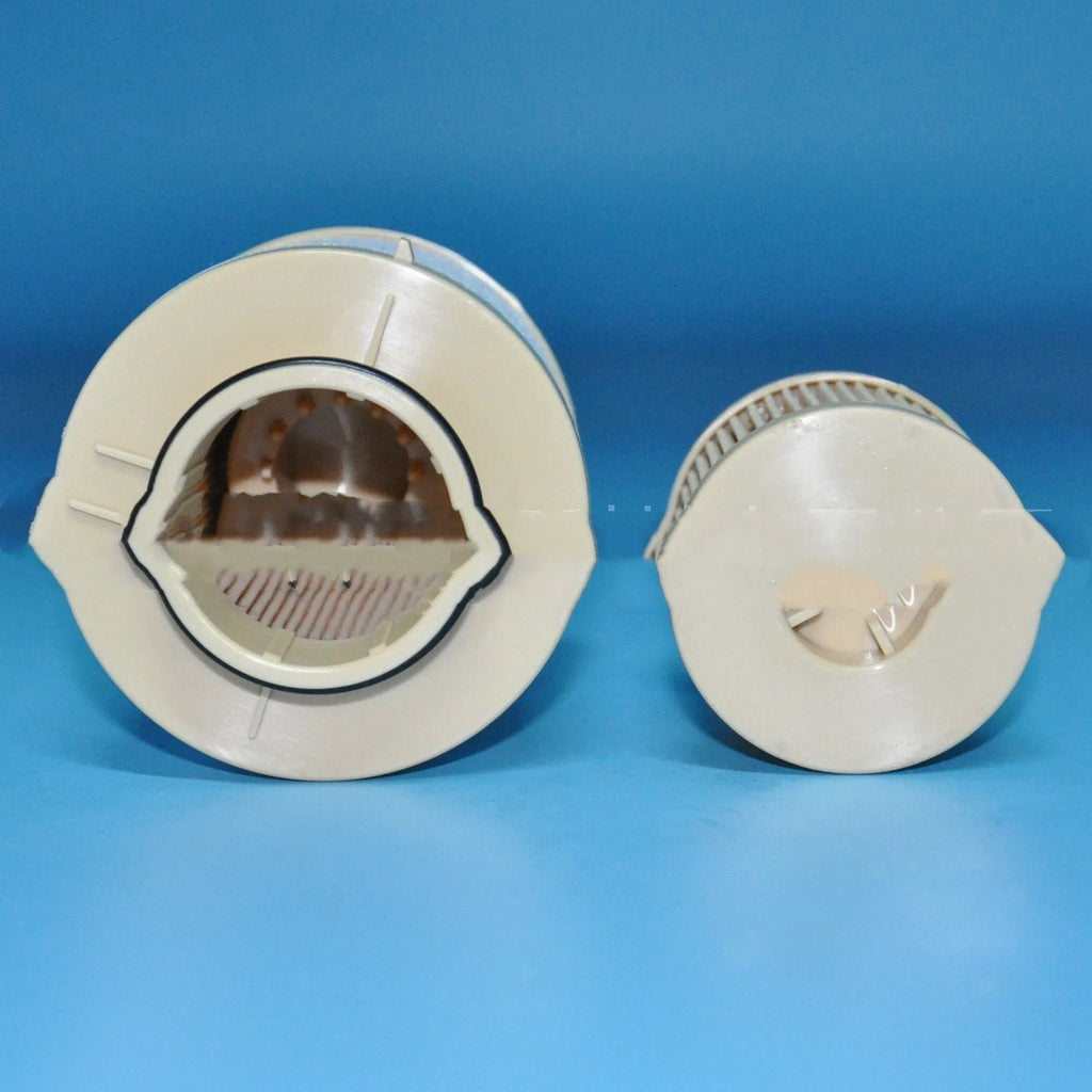 FD4616 diesel fuel filter for Ford trucks, 106mm tall with silver metal housing
