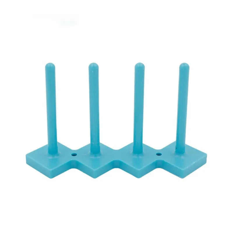 Plastic sewing machine bobbin storage rack with magnetic wire core, four columns, in blue