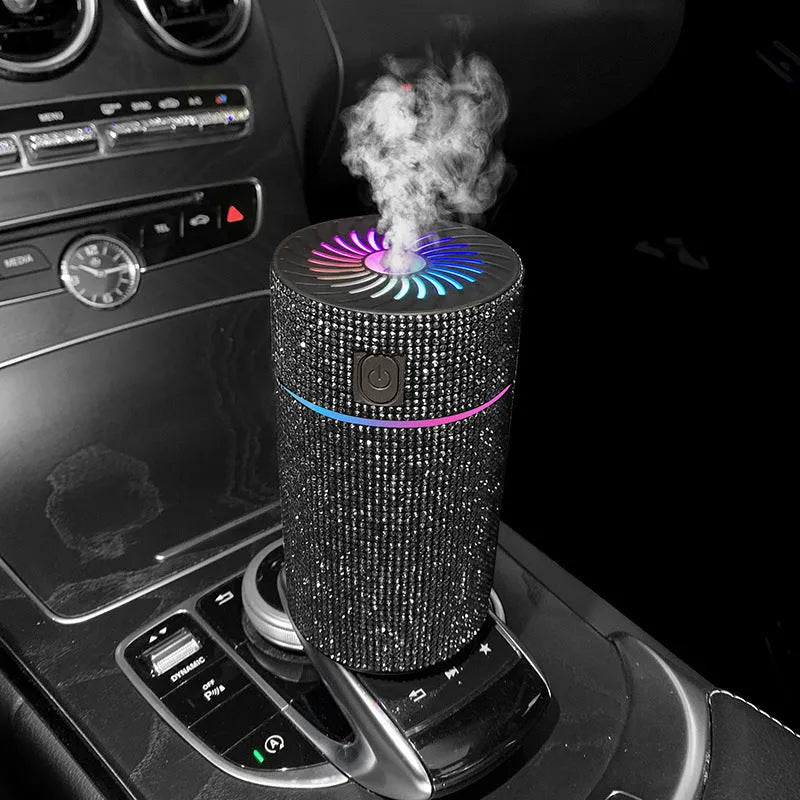 Diamond-shaped car humidifier with air purifier function in multiple colour options
