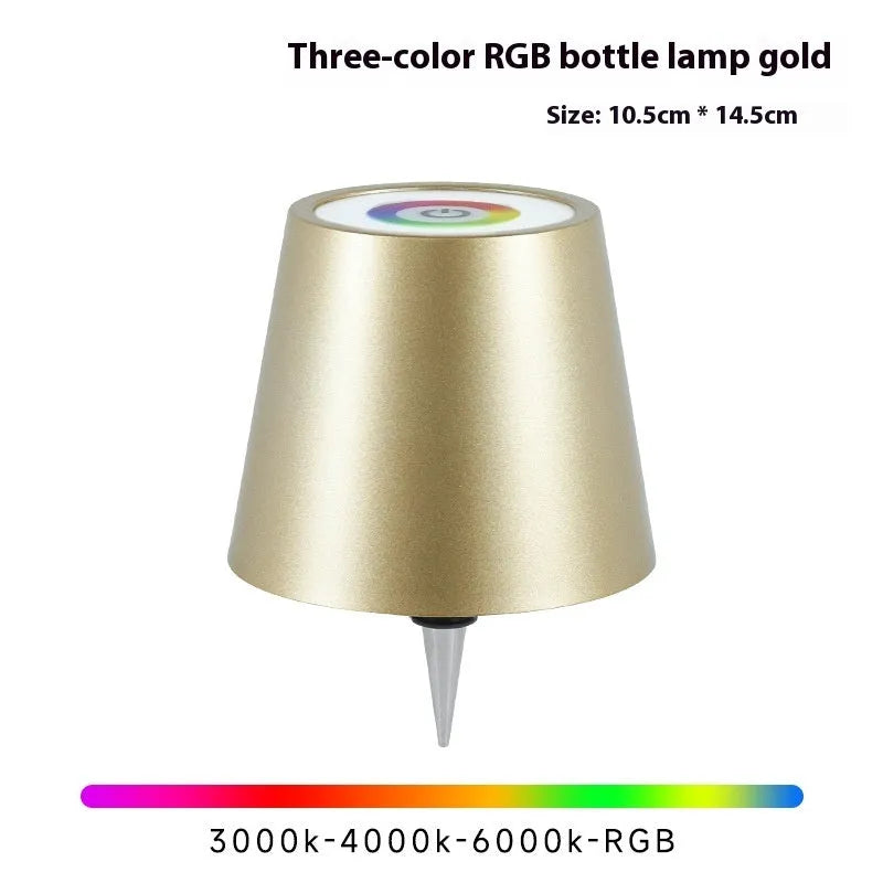 Plug-in Wine Bottle Lights Metal Wine Bottle Table Lamp Rechargeable RGB Tricolour Dimmable Creative Home Bar Decor Black White Gold Dark Blue Light Blue Green Pink Yellow Plastic Options 110V