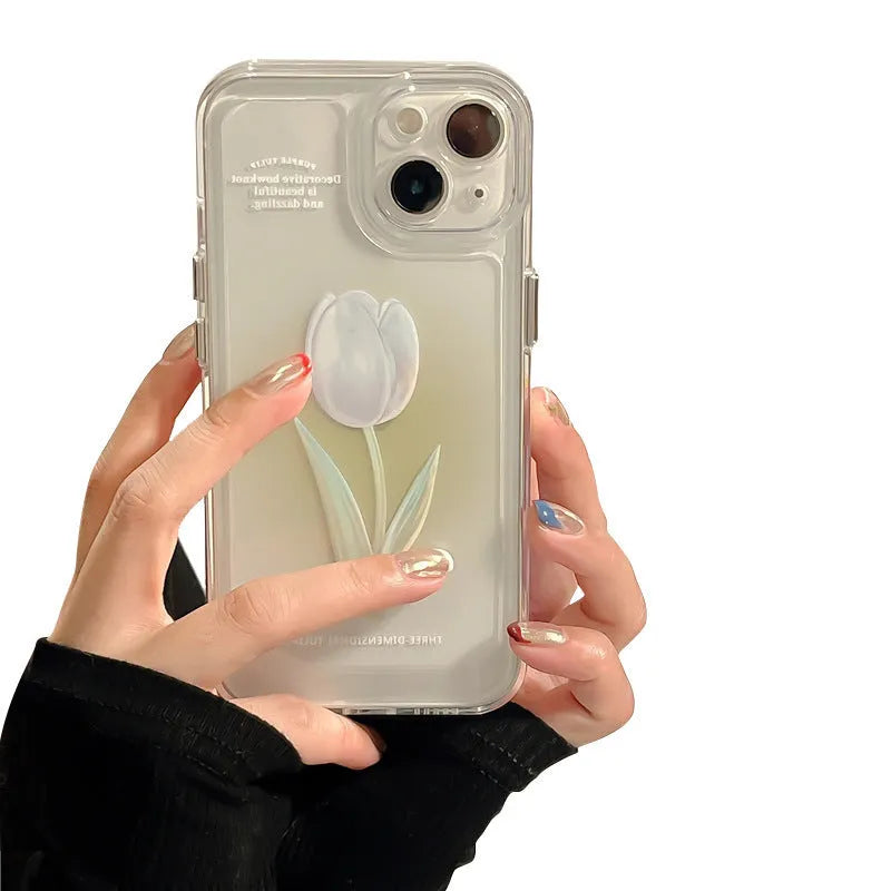 Tulip all-inclusive TPU phone case in gradient rose colour showing full edge and back coverage for iPhone