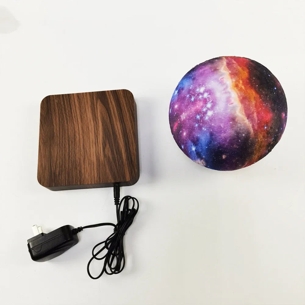 Magnetic levitation galaxy decorative light with floating walnut-coloured moon lamp