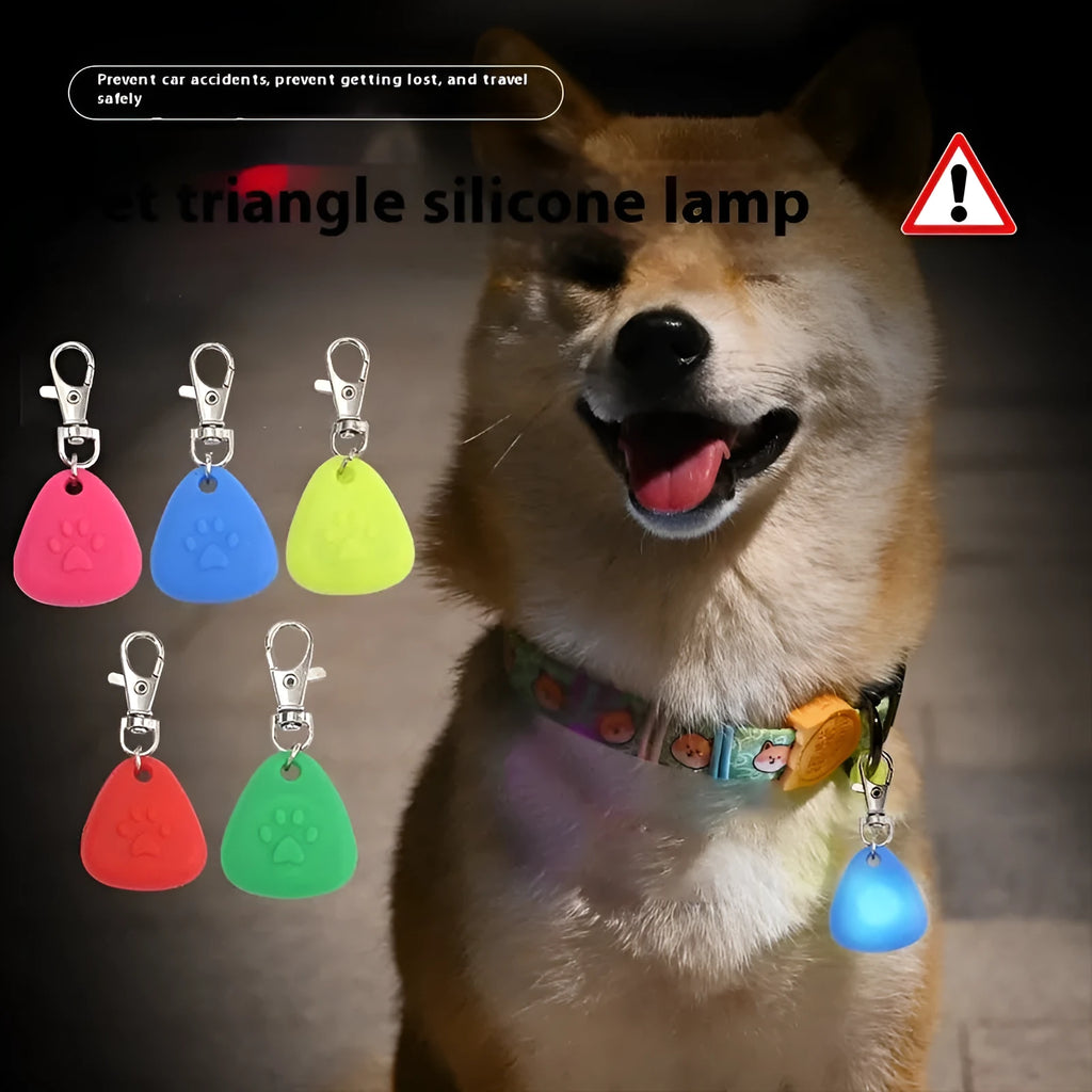 Silicone triangle light-emitting pet ornament in five colours for festive decoration