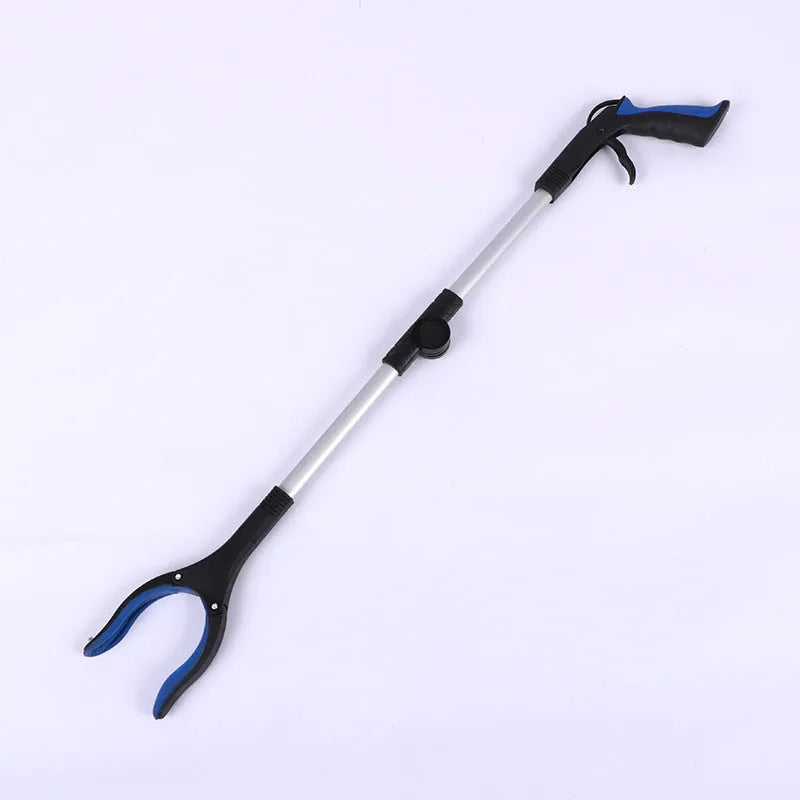 Foldable aluminium garbage clamp with magnetic sucker showing blue handle colour