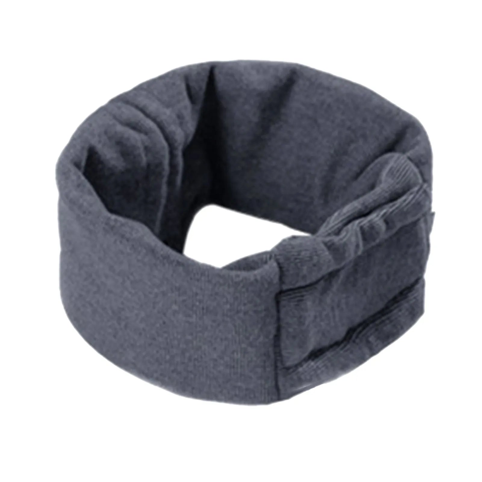 Dog wearing purple noise reduction hoodie with ear wraps and head cover