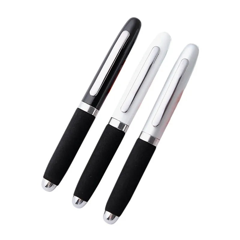 EVA metal cap mini ballpoint pen with 1.0mm tip, shown in silver with bright black refill.