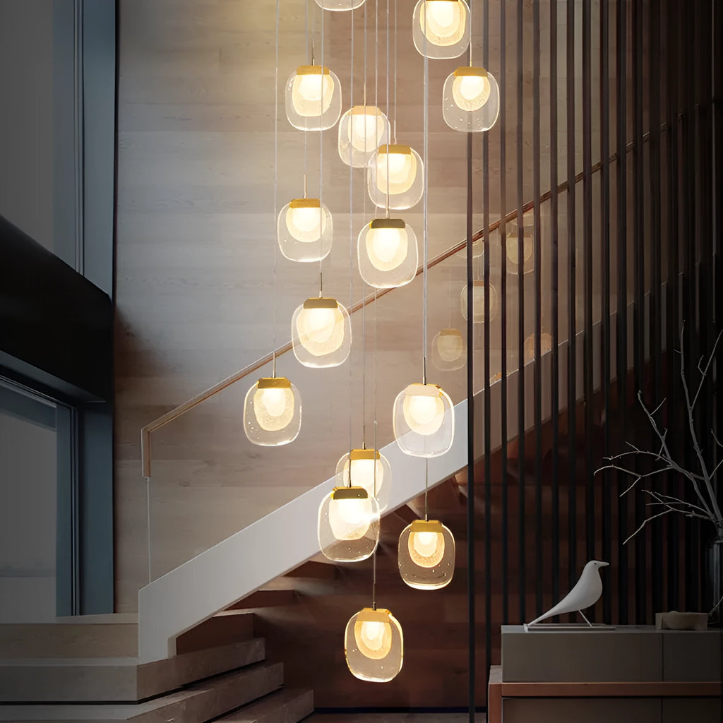 Gold 6-head crystal LED chandelier with stainless steel chassis, 600mm fixture, 150cm adjustable cable