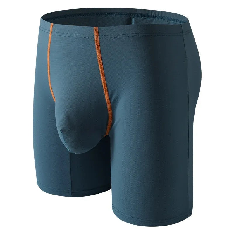 Men's ice silk boxer shorts with mid-waist design and U convex front in various colour options