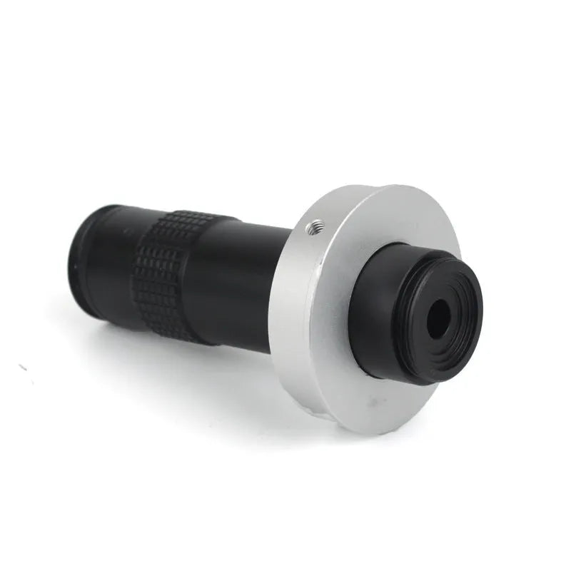 Black industrial monocular lens for cameras with 130x magnification and M12 thread mount