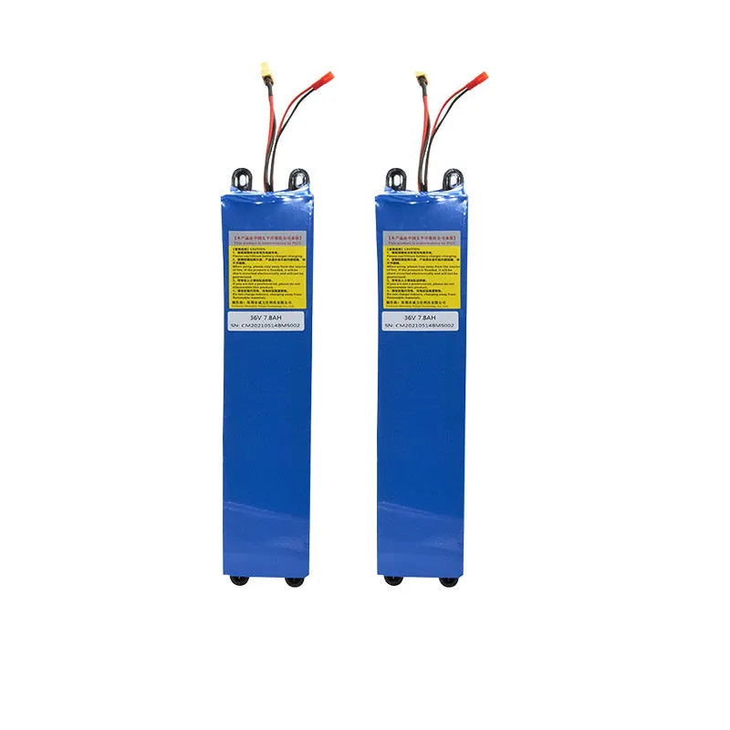 36V electric scooter lithium battery pack showing capacity options 6.6Ah, 7.8Ah and 10.4Ah