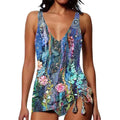 Women's printed triangle bikini swimsuit with split design in European style