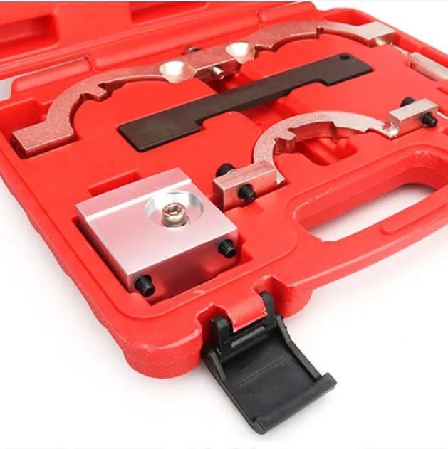 Red chrome-vanadium steel timing tool kit for Opel 1.4 LUJ engine repair.
