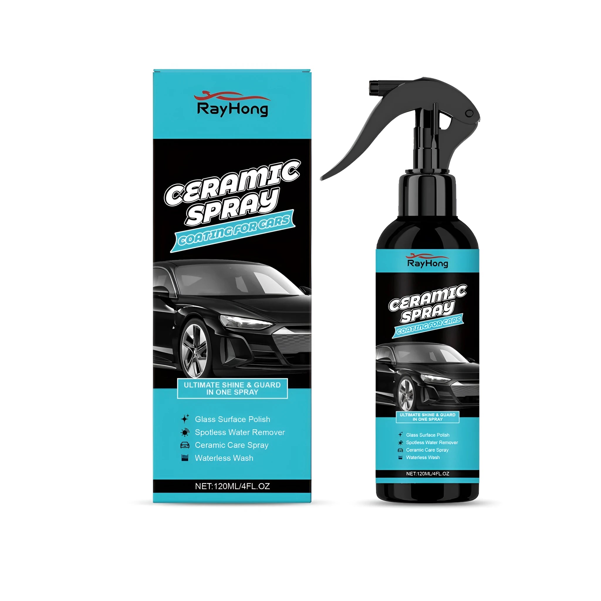 120ml bottle of PTFE ceramic coating spray for automotive paint and glass protection.