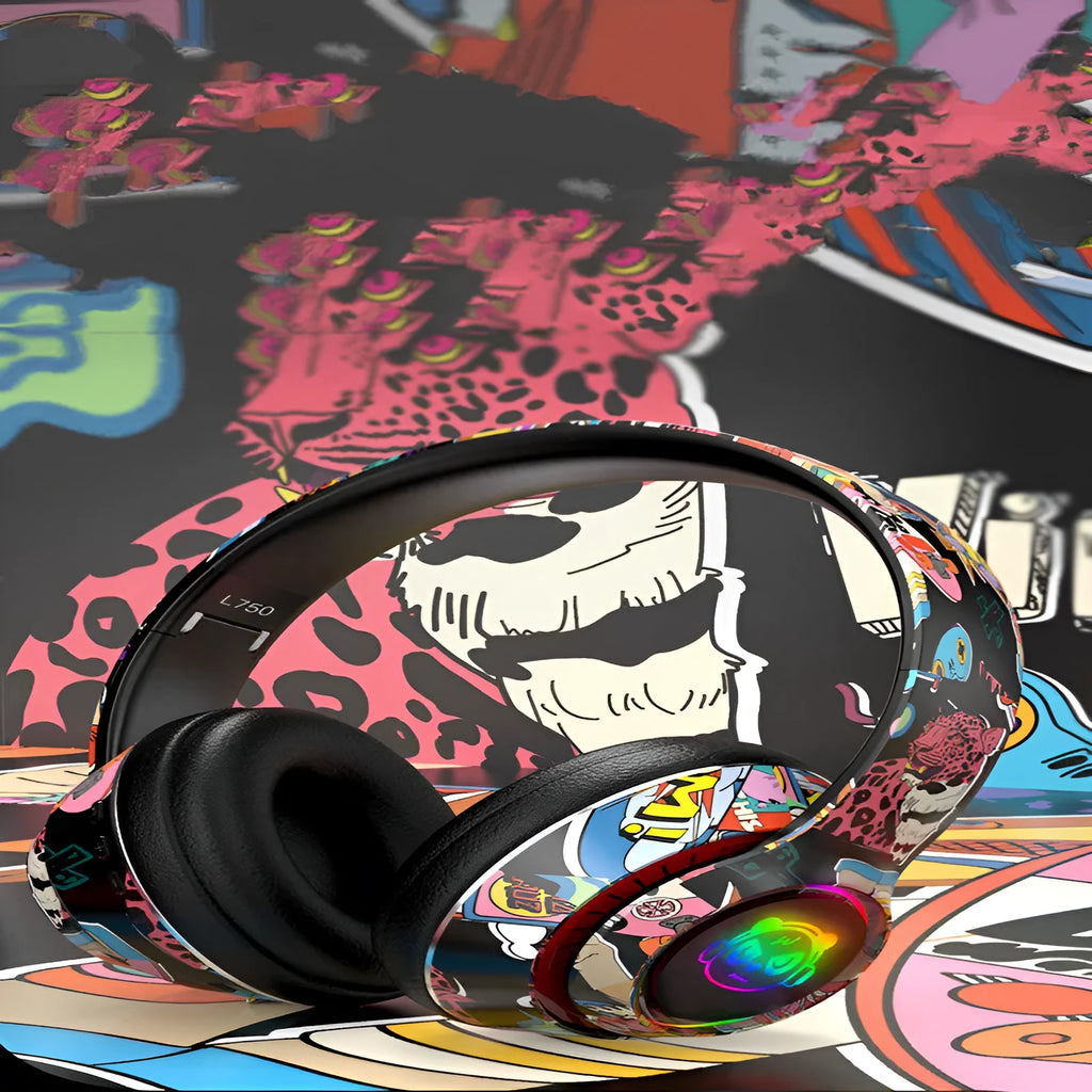 Black wireless Bluetooth headset with head-mounted design for sports and gaming use