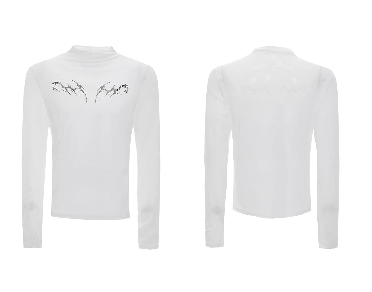 Slim fit long sleeve mesh bottoming shirt in black or white with an ice-feel texture.