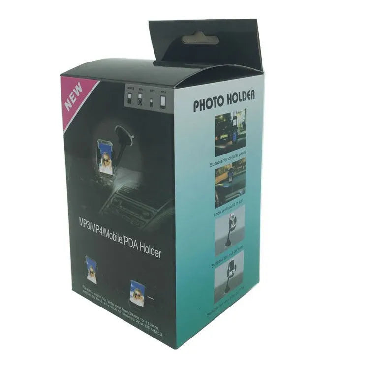 Black plastic car phone holder with suction cup bracket mount