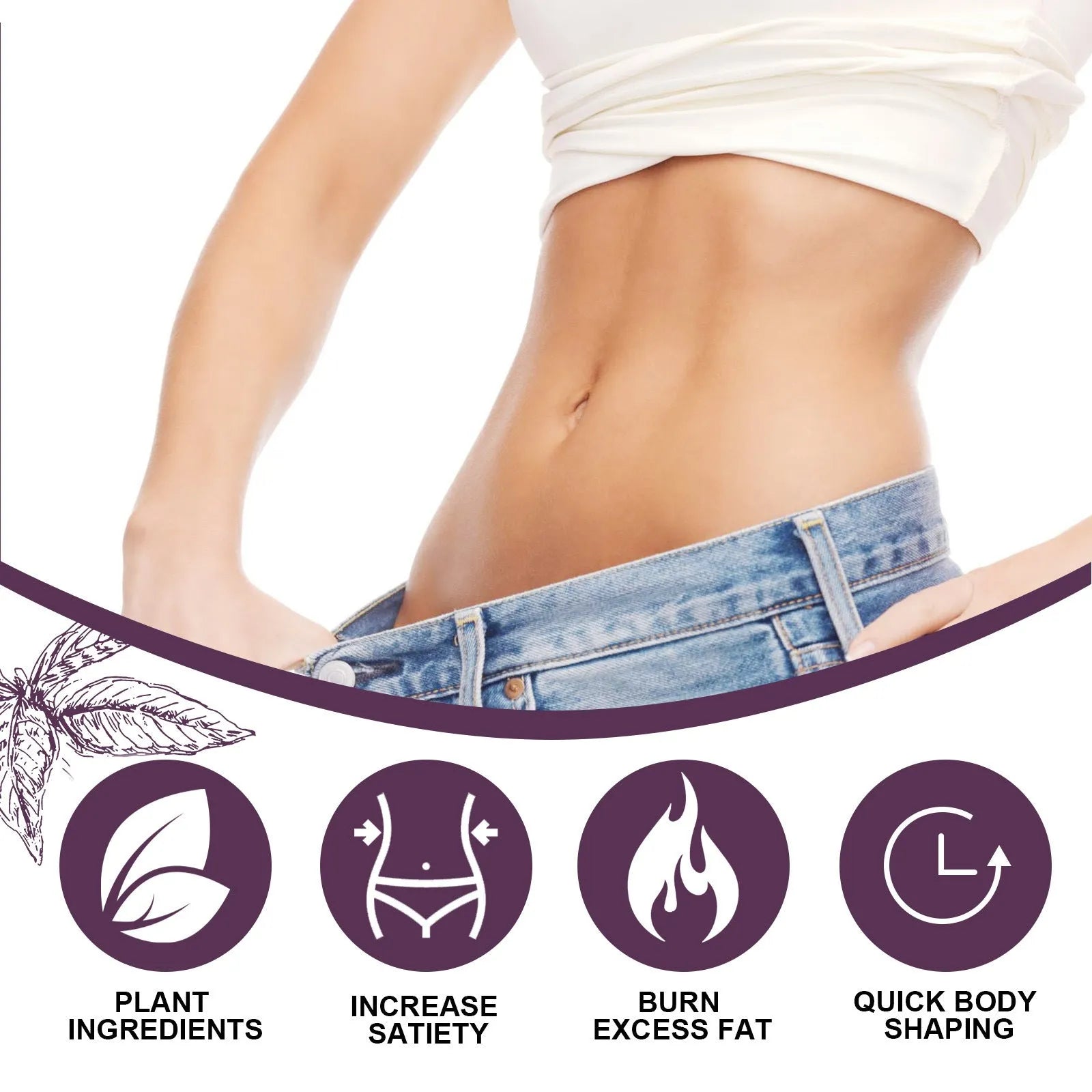 30ml bottle of body shaping drops serum for thigh, arm, and belly application.