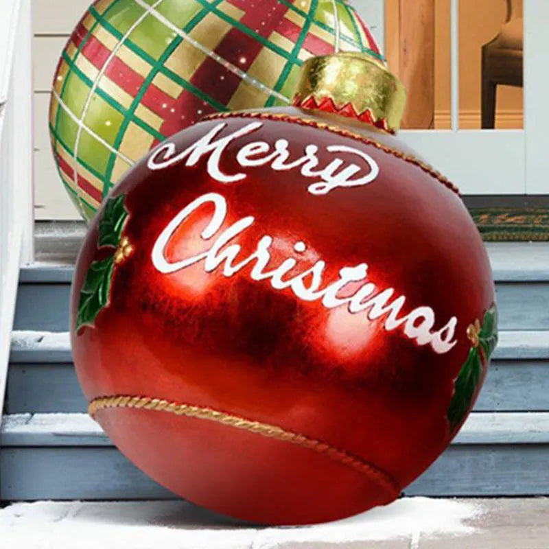 60cm diameter PVC inflatable Christmas ball decoration in various colour patterns