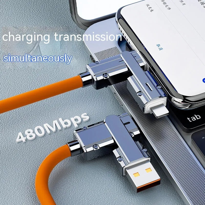 Orange USB to Lightning fast charge cable 1m length with zinc alloy connectors
