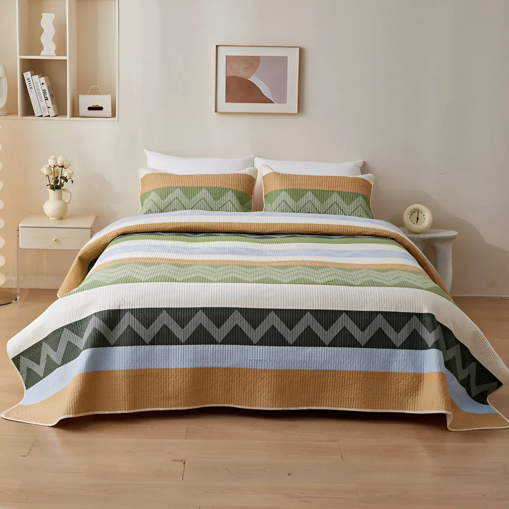 Pure cotton printed bed sheet three-piece set for 2.2 metre bed in modern simplicity style
