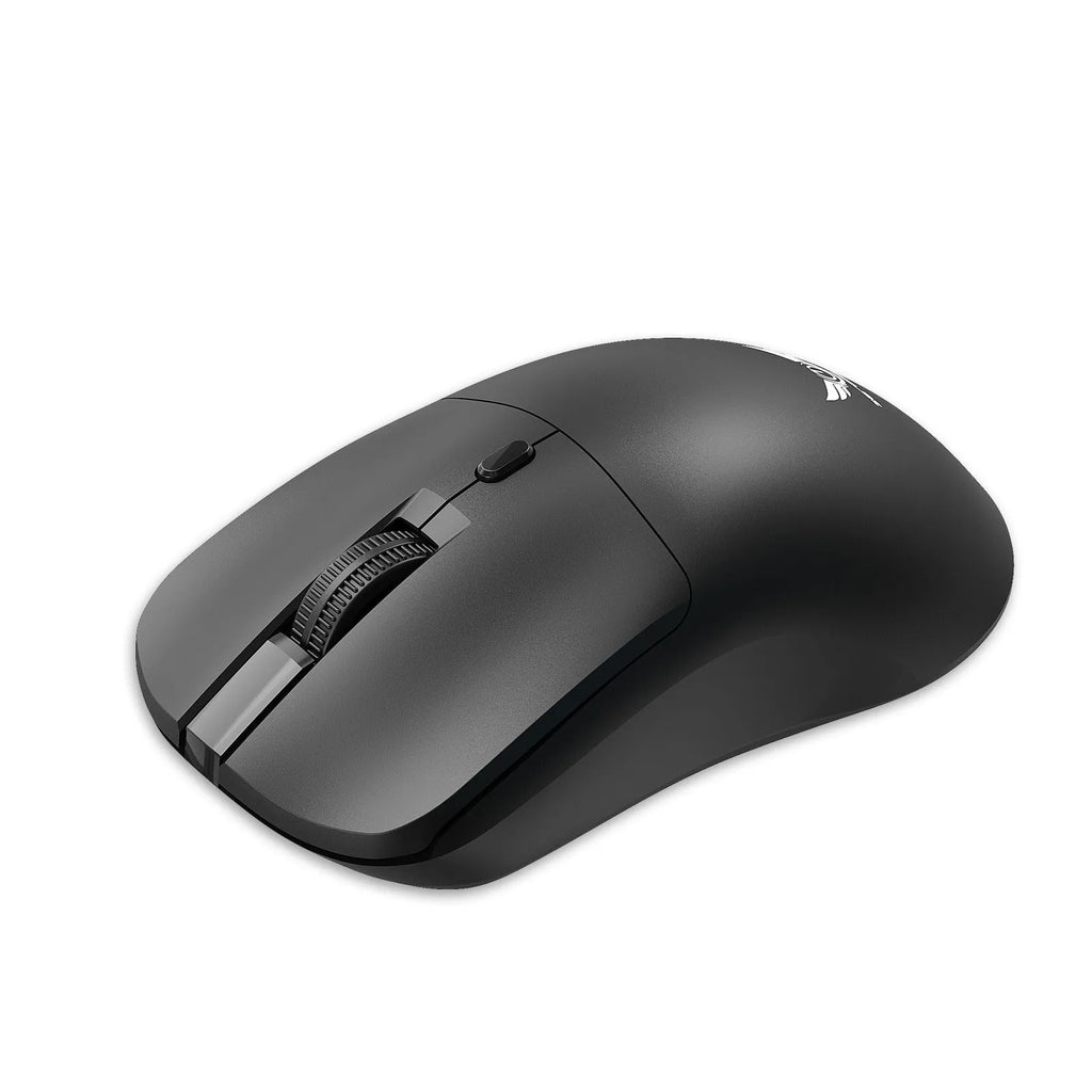 Black wireless mouse with three DPI settings and audio control button for laptop computers