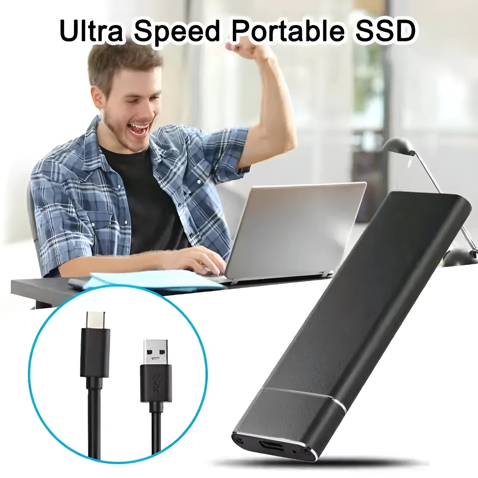6TB mobile hard disk with metal shell in black, blue, orange, red, or silver colour options showing ultra-thin design